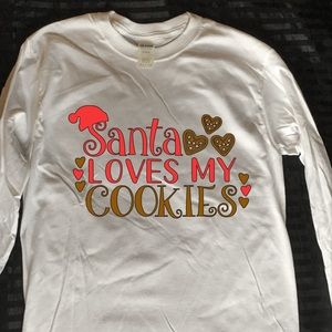 Handmade vinyl print Santa cookies white